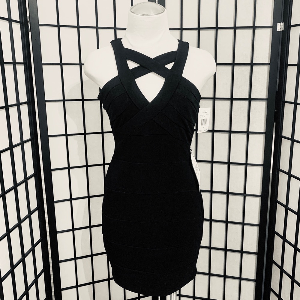 NWT Black Fitted Mini Dress Size 1